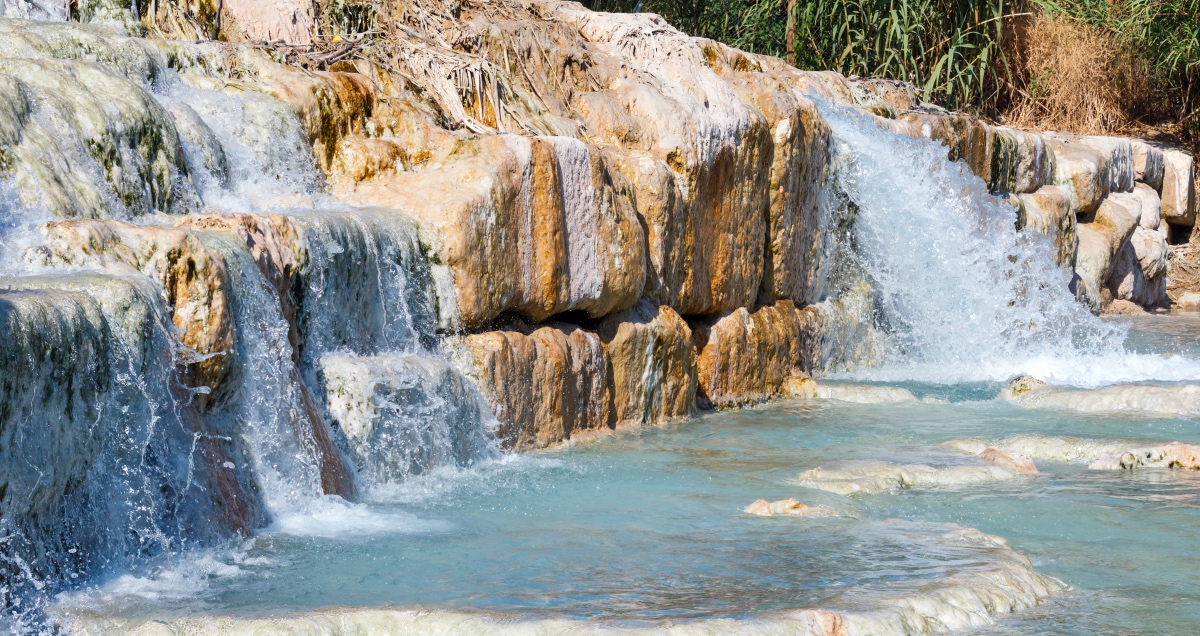 Saturnia hot springs, Cascate del Mulino. Hot springs in Italy.