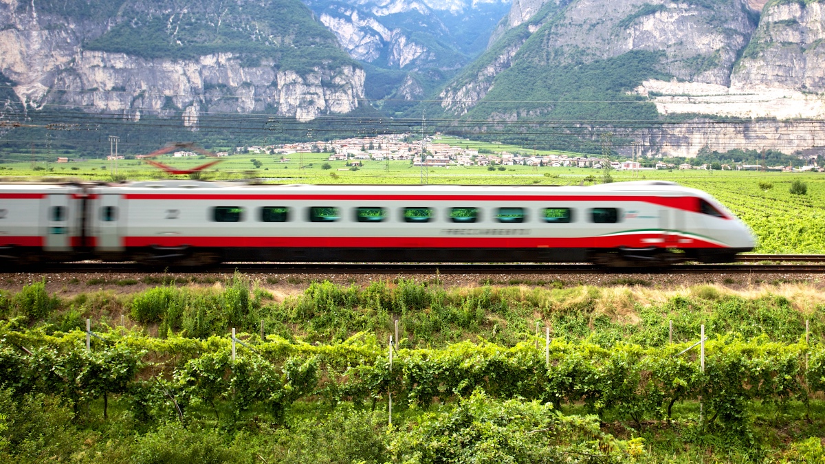 High speed train in Italy. Travelling in Italy by train.