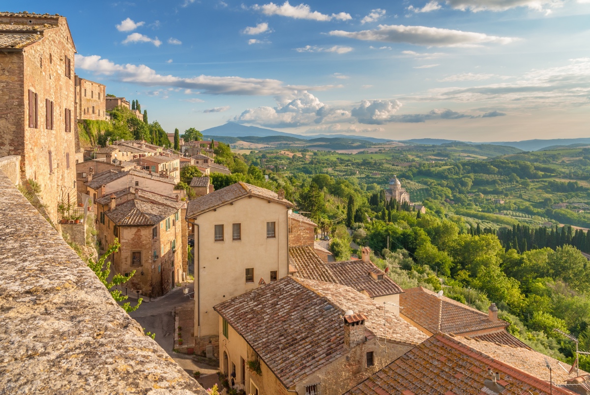 View of the city and tuscan landscape of Montepulciano. Places to see while visiting Rome and Florence.